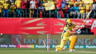 Chennai Super Kings' MS Dhoni gets bowled during the match against Punjab Kings in the Indian Premier League 2024, at HCPA Stadium in Dharamsala (ANI ) Chennai Super Kings' MS Dhoni gets bowled during the match against Punjab Kings in the Indian Premier League 2024, at HCPA Stadium in Dharamsala (ANI )