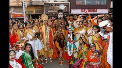 Bharatiya Janata Party (BJP) supporters dressed as Lord Shiva, Lord Krishna pose for a photo during the roadshow by Prime Minister Narendra Modi for the Lok Sabha Polls, in Kanpur on Saturday (Pintu Verma?ANI) Bharatiya Janata Party (BJP) supporters dressed as Lord Shiva, Lord Krishna pose for a photo during the roadshow by Prime Minister Narendra Modi for the Lok Sabha Polls, in Kanpur on Saturday (Pintu Verma?ANI)