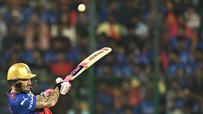 Royal Challengers Bengaluru's captain Faf du Plessis plays a shot. (AFP) Royal Challengers Bengaluru's captain Faf du Plessis plays a shot. (AFP)