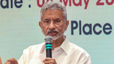External affairs minister S Jaishankar addresses the media during a press conference in Bhubaneswar on May 4. (PTI)
