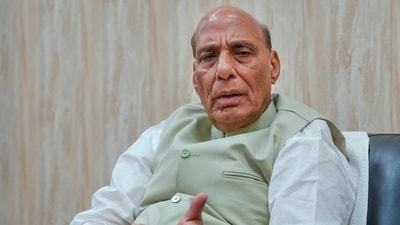 Defence minister Rajnath Singh during an interview with PTI. (PTI) Defence minister Rajnath Singh during an interview with PTI. (PTI)