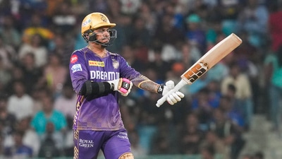 Continuing his good run with bat and ball, Narine showed his batting might first, striking a 39-ball 81 (6x4, 7x6) – this is his third fifty while he also has a century – to propel KKR to 235/6 before taking 1/22 to help crush Lucknow Super Giants’ hopes of any meaningful response (PTI) Continuing his good run with bat and ball, Narine showed his batting might first, striking a 39-ball 81 (6x4, 7x6) – this is his third fifty while he also has a century – to propel KKR to 235/6 before taking 1/22 to help crush Lucknow Super Giants’ hopes of any meaningful response (PTI)