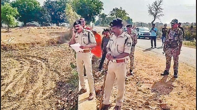 Police personnel at the site of the incident in Shahdol on Sunday. (PTI) Police personnel at the site of the incident in Shahdol on Sunday. (PTI)