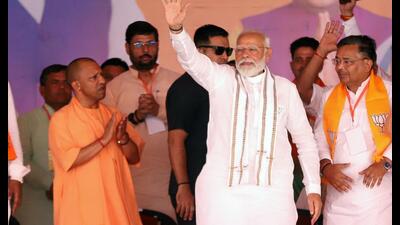 Prime Minister Narendra Modi and UP CM Yogi Adityanath at a rally in Etawah on May 5. (Sourced) Prime Minister Narendra Modi and UP CM Yogi Adityanath at a rally in Etawah on May 5. (Sourced)