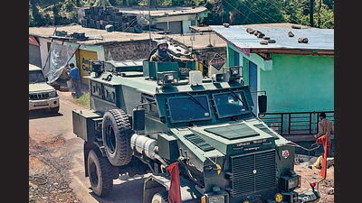 Security personnel during a search operation in Pooch. (PTI) Security personnel during a search operation in Pooch. (PTI)