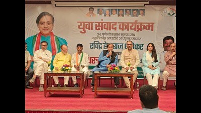 Shashi Tharur was attending an event in city on Sunday. (HT PHOTO)