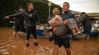 Residents were evacuated from the flooded zones of Porto Alegre, Rio Grande do Sul, Brazil on Saturday. Civil defence authorities report 74 injuries and 67 people missing as a consequence of the catastrophic flooding. (AFP) Residents were evacuated from the flooded zones of Porto Alegre, Rio Grande do Sul, Brazil on Saturday. Civil defence authorities report 74 injuries and 67 people missing as a consequence of the catastrophic flooding. (AFP)