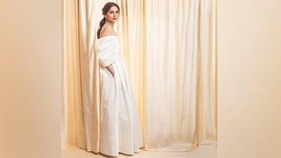 Celebrity stylist Sanam Ratansi shared Aditi Rao Hydari's pictures on Instagram. As per Aditi's stylist, the ensemble is from the shelves of the designer label Gauri & Nainika. It is from their Fall Winter 2024 collection. The red-carpet-ready coordinated set is a perfect sartorial pick for attending cocktail parties or soirees with your friends. (Instagram) Celebrity stylist Sanam Ratansi shared Aditi Rao Hydari's pictures on Instagram. As per Aditi's stylist, the ensemble is from the shelves of the designer label Gauri & Nainika. It is from their Fall Winter 2024 collection. The red-carpet-ready coordinated set is a perfect sartorial pick for attending cocktail parties or soirees with your friends. (Instagram)