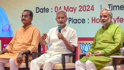 External Affairs Minister S Jaishankar addresses the media during a press conference, in Bhubaneswar, Saturday, May 4, 2024. (PTI) External Affairs Minister S Jaishankar addresses the media during a press conference, in Bhubaneswar, Saturday, May 4, 2024. (PTI)