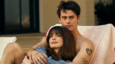 Nicholas Galitzine and Anne Hathaway in a still from The Idea of You. Nicholas Galitzine and Anne Hathaway in a still from The Idea of You.