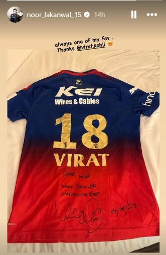 Noor Ahmad's Instagram story n Virat Kohli Noor Ahmad's Instagram story n Virat Kohli