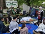 In a statement, the Princeton Gaza Solidarity Encampment group blamed Israel for deliberately blocking an access to essential commodities, engineering a severe famine for Gaza's two million citizens. In a statement, the Princeton Gaza Solidarity Encampment group blamed Israel for deliberately blocking an access to essential commodities, engineering a severe famine for Gaza's two million citizens.