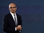 Satya Nadella speaks during the "Microsoft Build: AI Day" event in Bangkok, Thailand.