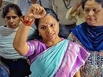 BRS leader K Kavitha leaves the Rouse Avenue Court after being produced by the Central Bureau of Investigation (CBI) in the Delhi liquor policy case, in New Delhi. 