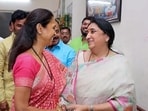 Sunetra Pawar (right) with Supriya Sule. (HT FILE)