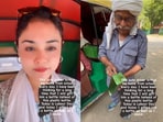Snapshot of the woman surprising the auto driver with a bottle. 