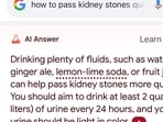 Google SGE's embarrassing AI advice on how to pass kidney stones quickly: drink urine Google SGE's embarrassing AI advice on how to pass kidney stones quickly: drink urine