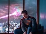 David Corenswet in his new Superman costume. David Corenswet in his new Superman costume.