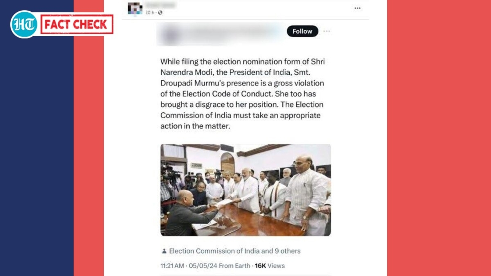 Fact Check: Old photo from Droupadi Murmu's Presidential nomination falsely shared as related to Lok Sabha Election - Vimarsana News