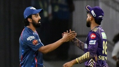Lucknow Super Giants' skipper KL Rahul and Kolkata Knight Riders' skipper Shreyas Iyer after the match (ANI ) Lucknow Super Giants' skipper KL Rahul and Kolkata Knight Riders' skipper Shreyas Iyer after the match (ANI )