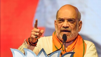 Union Home Minister Amit Shah at a public meeting for Lok Sabha elections. (PTI) Union Home Minister Amit Shah at a public meeting for Lok Sabha elections. (PTI)