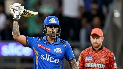 However, Suryakumar Yadav and Tilak Varma ensured that MI didn't lose any more wickets.&nbsp; (AFP)