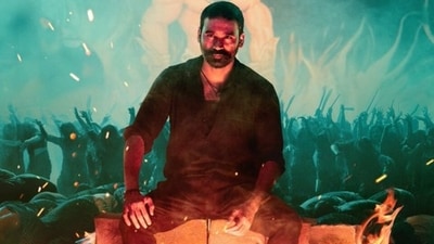 Dhanush is a still from his upcoming film Raayan. Dhanush is a still from his upcoming film Raayan.