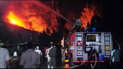 During the incident, there were blasts occurring in resin and polymer drums and this also hampered fire-fighting and caused the fire to rage further, the chief fire officer revealed. (HT Photo/HT Photo)