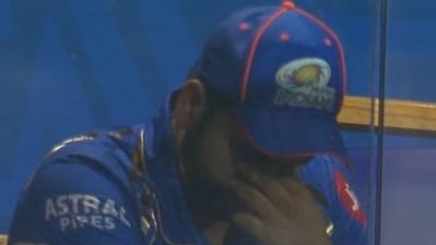 Rohit Sharma was dismissed for just four runs against SRH Rohit Sharma was dismissed for just four runs against SRH