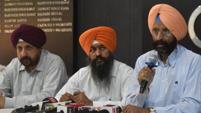 Hardeep Singh Saini, 41, addressing the media at the Chandigarh Press Club after resigning from the party on Monday. (Ravi Kumar/HT) Hardeep Singh Saini, 41, addressing the media at the Chandigarh Press Club after resigning from the party on Monday. (Ravi Kumar/HT)