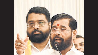 Maharashtra chief minister Eknath Shinde addressing party workers in Thane on Monday Maharashtra chief minister Eknath Shinde addressing party workers in Thane on Monday