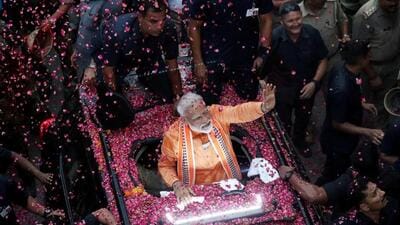 Prime Minister Narendra Modi holding a road show in Varanasi during the 2019 Lok Sabha polls. (REUTERS FILE PHOTO)