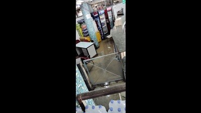 Stagnant water in the canteen due to drainage blockage (HT Photo)
