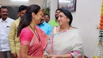 Sunetra Pawar (right) with Supriya Sule. (HT FILE) Sunetra Pawar (right) with Supriya Sule. (HT FILE)