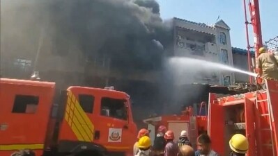 Massive fire breaks out at plastic factory in Delhi's Narela (ANI) Massive fire breaks out at plastic factory in Delhi's Narela (ANI)