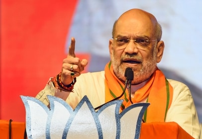 Union Home Minister Amit Shah at a public meeting (PTI) Union Home Minister Amit Shah at a public meeting (PTI)