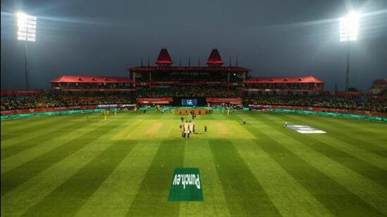 Dharamshala cricket stadium during an IPL match. (HT Photo)