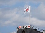 The ICRC flag is seen on the headquarters of the International Committee of the Red Cross (ICRC) in Geneva, Switzerland.