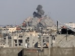 Smoke rises following Israeli strikes, amid the ongoing conflict between Israel and the Palestinian Islamist group Hamas, in Rafah in the southern Gaza Strip.