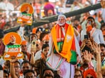 Stock market today: BJP supporters during a public meeting of Prime Minister Narendra Modi for Lok Sabha elections, in Dhar, Madhya Pradesh. Stock market today: BJP supporters during a public meeting of Prime Minister Narendra Modi for Lok Sabha elections, in Dhar, Madhya Pradesh.