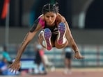 Uttar Pradesh's Shaili Singh competes in women's long jump event. Uttar Pradesh's Shaili Singh competes in women's long jump event.