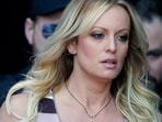 FILE - Stormy Daniels arrives at an event in Berlin, on Oct. 11, 2018. Witness testimony in Donald Trump's hush money trial is set to move forward again and all eyes are on who will be called next. An attorney for Stormy Daniels says the porn actor is expected to appear as a witness on Tuesday.  (AP Photo/Markus Schreiber, File)