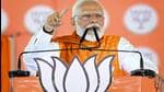 Khargone: Prime Minister Narendra Modi addresses a public meeting for Lok Sabha polls in Khargone. (PTI)