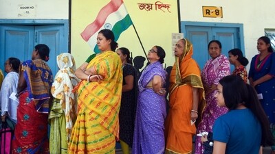 Women voters stand in a queue to cast their vote during the third phase of Lok Sabha elections in Murshidabad, West Bengal. (ANI) Women voters stand in a queue to cast their vote during the third phase of Lok Sabha elections in Murshidabad, West Bengal. (ANI)