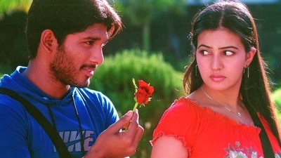 Allu Arjun and Anuradha Mehta in a still from Arya.