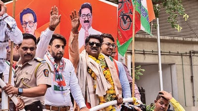 Arvind Sawant held an election rally in Agripada on Tuesday. The rally began at 5.30 pm from the Shirin Talkies lane in Saat Rasta and proceeded towards Maulana Azad Road. From here, it went on to the BIT Chawl police quarters at Agripada, Motlibai Street, Baby Garden, the RBI quarters and Jhula Maidan before culminating at Tank Pakhadi. (Bhushan Koyande/HT Photo) Arvind Sawant held an election rally in Agripada on Tuesday. The rally began at 5.30 pm from the Shirin Talkies lane in Saat Rasta and proceeded towards Maulana Azad Road. From here, it went on to the BIT Chawl police quarters at Agripada, Motlibai Street, Baby Garden, the RBI quarters and Jhula Maidan before culminating at Tank Pakhadi. (Bhushan Koyande/HT Photo)
