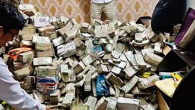 ED officials during the raid in Ranchi on Monday. (ANI) (HT_PRINT) ED officials during the raid in Ranchi on Monday. (ANI) (HT_PRINT)