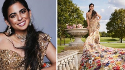 Met Gala 2024: Isha Ambani wore a Rahul Mishra saree gown. (Instagram/anaitashroffadajania) Met Gala 2024: Isha Ambani wore a Rahul Mishra saree gown. (Instagram/anaitashroffadajania)