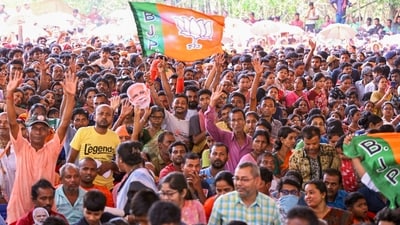 **EDS: HANDOUT IMAGE** Krishnanagar: BJP supporters during a public meeting of Prime Minister Narendra Modi for Lok Sabha elections, in Krishnanagar, West Bengal, Friday, May 3, 2024. (PTI Photo)(PTI05_03_2024_000113B) (PTI) **EDS: HANDOUT IMAGE** Krishnanagar: BJP supporters during a public meeting of Prime Minister Narendra Modi for Lok Sabha elections, in Krishnanagar, West Bengal, Friday, May 3, 2024. (PTI Photo)(PTI05_03_2024_000113B) (PTI)