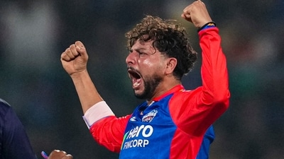 Delhi Capitals bowler Kuldeep Yadav celebrates the wicket of Rajasthan Royals batter Ravichandran Ashwin during the Indian Premier League (IPL) 2024 cricket match between Delhi Capitals and Rajasthan Royals (PTI) Delhi Capitals bowler Kuldeep Yadav celebrates the wicket of Rajasthan Royals batter Ravichandran Ashwin during the Indian Premier League (IPL) 2024 cricket match between Delhi Capitals and Rajasthan Royals (PTI)